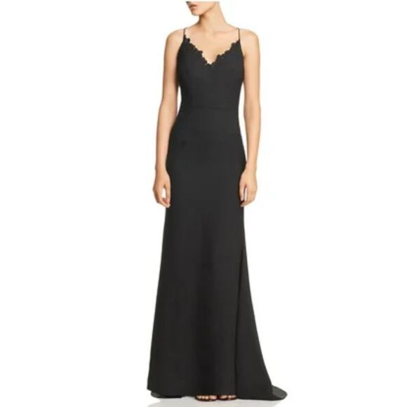 Jarlo Backless Lace and Crepe Long A-Line Evening Gown Size 8 Formal Dress - Picture 9 of 10